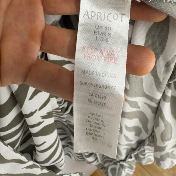 APRICOT Transitionnal Zebra Print Flowy Ruffles Midi Maxi White Green Dress‎ S - Picture 9 of 11